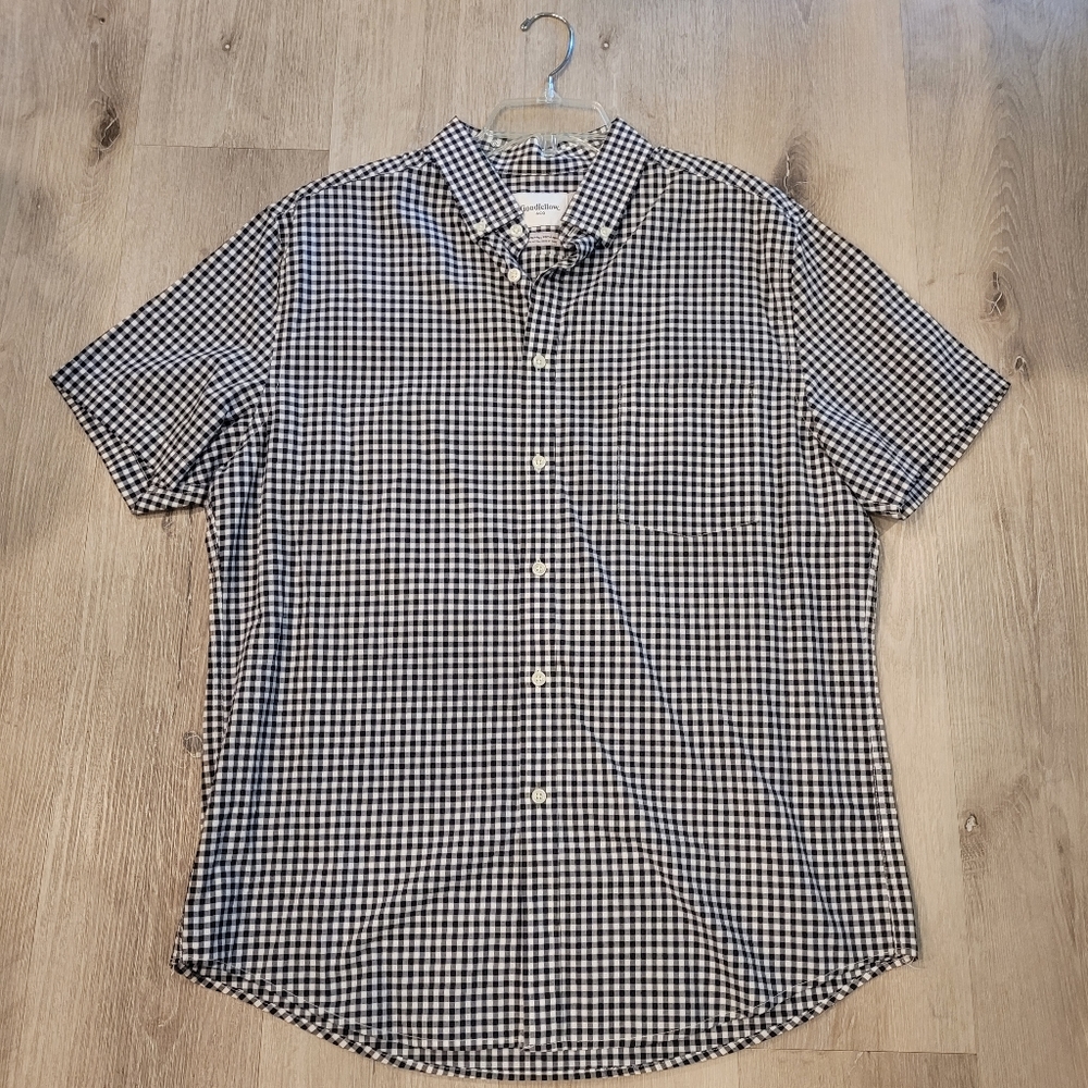 Goodfellow & Co Standard Fit Gingham Short Sleeve Button Down Shirt Sz Large